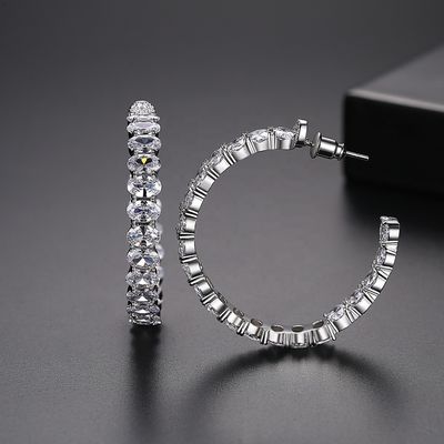 Χρωματιστά βραζιλιάνικα 18K χρυσά σκουλαρίκια Hoop Oval Cut Brass σκουλαρίκια Hoops