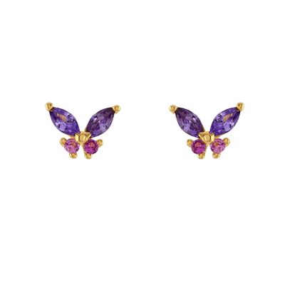 18K χρυσό μαρκήσια κόψιμο τουρκουάζ CZ 925 Sterling Silver Πεταλούδα Stud σκουλαρίκια για γυναίκες