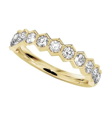 US5-US11 Honeycomb Wedding Band Χρυσόπετρα 925 Sterling Silver Ring