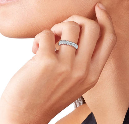 US5-US11 Honeycomb Wedding Band Χρυσόπετρα 925 Sterling Silver Ring