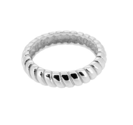 Δαχτυλίδι αρραβώνων πλάτος 6mm Silver Twist 18K Gold Rhodium Color Twist Silver Ring