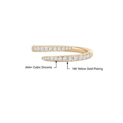 14K Χρυσό επιχρυσωμένο Κουβικό Ζιρκόνιο Open Twist Eternity Band Ring ECO Friendly