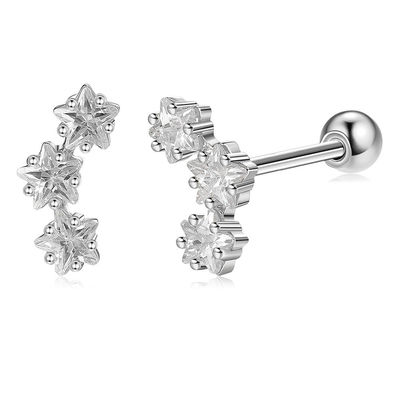 Χρυσόχρυσα 18K 925 Sterling Silver Star Κουβικά Ζιρκόνια Πλακέτα Ακουστικά για Γυναίκες