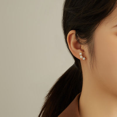 Χρυσόχρυσα 18K 925 Sterling Silver Star Κουβικά Ζιρκόνια Πλακέτα Ακουστικά για Γυναίκες