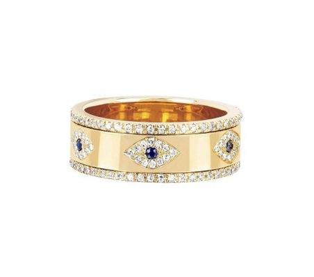 Μπλε Ζαφείρι Λευκό CZ Γυναίκες μάτι Eternity Band Brass Eternity Ring Για Γυναίκες