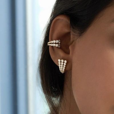 18K Χρυσό 925 Sterling Ασημένιο Pave CZ Γυναικεία Huggie σκουλαρίκια Κλασικό στυλ
