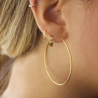 Στυλ σκουλαρίκια 14K χρυσό Vermeil Star Set διαμάντι αγκαλιάστε κυψέλες για εύκολο στυλ