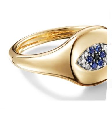 Βραζιλικά συλλεκτικά καλώδια Evil Eye Mini Pinky Ring 18K χρυσό λευκό CZ 925 ασήμι