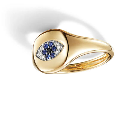 Βραζιλικά συλλεκτικά καλώδια Evil Eye Mini Pinky Ring 18K χρυσό λευκό CZ 925 ασήμι