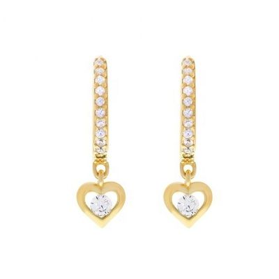 Χρυσό επιχρυσωμένα Mini Dangle Heart CZ Huggie σκουλαρίκια Προσθέστε μια πινελιά γοητείας στο βλέμμα σας