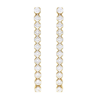 Αρραβωνιασμός Περίσταση Ροδίου 925 Sterling Silver Glittery Tennis Chain Drop Earrings