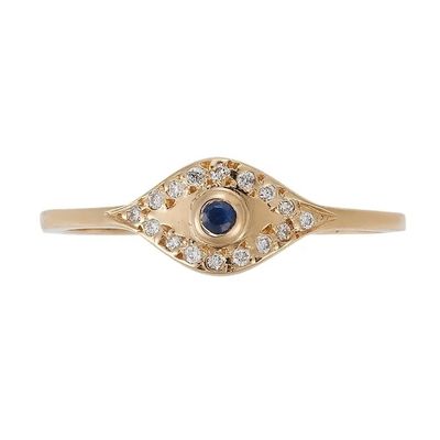 925 Sterling Silver Evil Eye Διαμαντένιο Δαχτυλίδι με Ασημένιο Επιχρισμό Κλασικό Στυλ