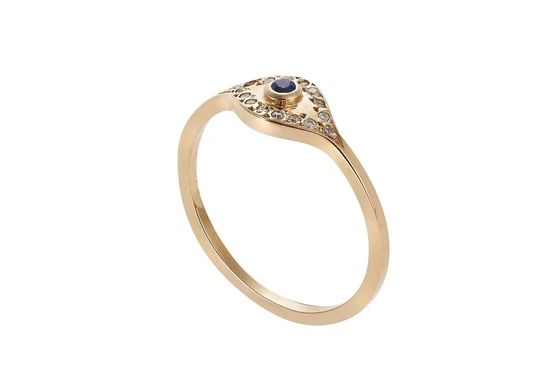 925 Sterling Silver Evil Eye Διαμαντένιο Δαχτυλίδι με Ασημένιο Επιχρισμό Κλασικό Στυλ