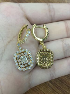 Λευκά σκουλαρίκια CZ 925 Sterling Silver Classic Style για αρραβώνα και γάμο