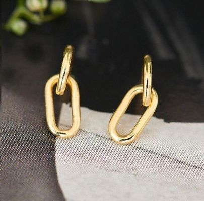 Γάμος απλή ασημένια καλώδιο σύνδεση Stud σκουλαρίκι 30mm ύψος κομψό σχεδιασμό
