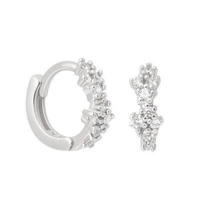 Λευκό σε σχήμα λουλουδιού CZ 925 Sterling Silevr Huggies σκουλαρίκια για γυναίκες