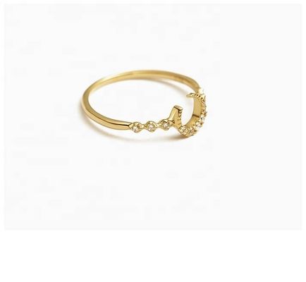 Άνδρες Fine Sterling Silver 925 Custom Moon Ring με 14k 18k 24k χρυσό από τη Βραζιλία 2022
