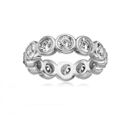 Κλασικό Ins 18K Χρυσό επιχρυσωμένο Bezel Setting CZ Eternity Band 925 Sterling Ασημένια δαχτυλίδια