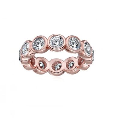Κλασικό Ins 18K Χρυσό επιχρυσωμένο Bezel Setting CZ Eternity Band 925 Sterling Ασημένια δαχτυλίδια