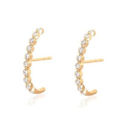 18K Χρυσό επιχρυσωμένο Bezel Ρυθμίζοντας λευκό κύβικο Zircon Stud σκουλαρίκια για γυναίκες
