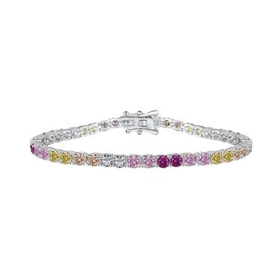 Προσαρμοσμένο στυλ Rainbow Zircon Inset 925 Sterling Silver Τένις βραχιόλι για γυναίκες