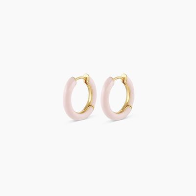 Προσαρμοσμένο λογότυπο Chunky 18K Gold Plated Hoop Turquoise Enamel Color 925 Sterling Silver Huggies σκουλαρίκια