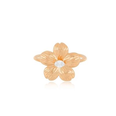 Forever Flower 18K Χρυσό επιχρισμένο Οβάλ CZ γυναικείο δαχτυλίδι σε 925 Sterling Ασημένια Κοσμήματα