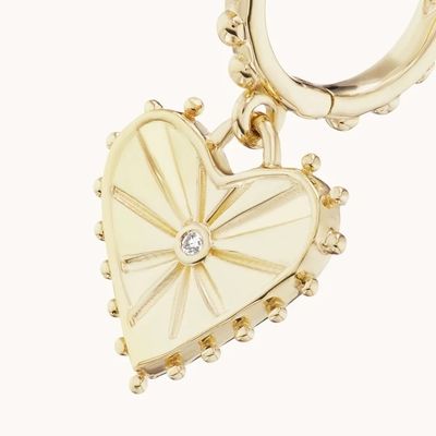 Χρυσό 14K Dangle Drop Heart Huggies σκουλαρίκια για γυναίκες είναι 925 Sterling Silver