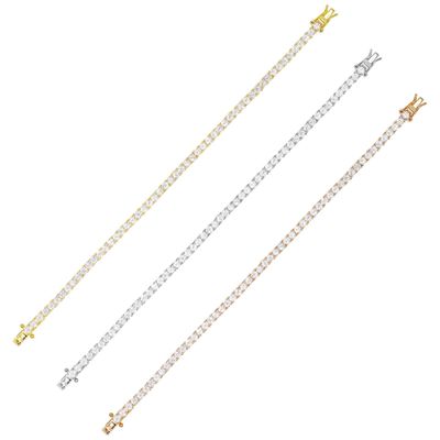 Ζεστό προϊόν 925 Sterling Silver Plating Gold 3mm Cubic Zirconia Τένις βραχιόλι για γυναίκες