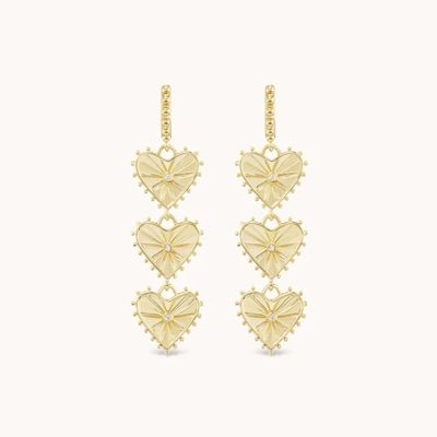 Χειροποίητο 14K χρυσαφένιο Dangle Multi Huggies Heart Charm σκουλαρίκια Τέλειο δώρο