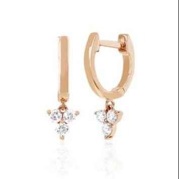 14K χρυσό ανθό Mini Huggie διαμάντι Trio Drop σκουλαρίκια Ασημένια κοσμήματα Βασικό υλικό
