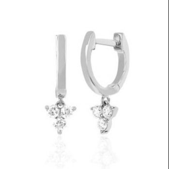 14K χρυσό ανθό Mini Huggie διαμάντι Trio Drop σκουλαρίκια Ασημένια κοσμήματα Βασικό υλικό