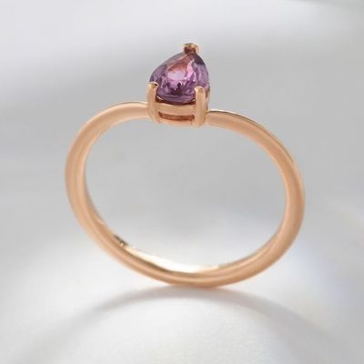 Ροζ χρυσό επιχρυσωμένο 925 Sterling Silver Pear Cut Purple Sapphire Curved Stackable Ring