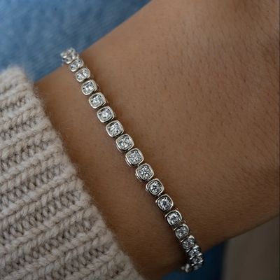 Βραχιόλι τένις ζιρκονίας 3mm από ασήμι 925 επιχρυσωμένο με χρυσό 14K Unisex κοσμήματα