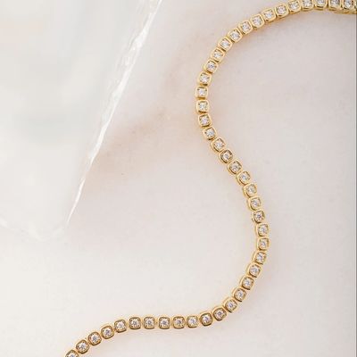 Βραχιόλι τένις ζιρκονίας 3mm από ασήμι 925 επιχρυσωμένο με χρυσό 14K Unisex κοσμήματα