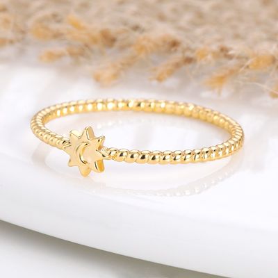 925 Ασημένιο Φεγγάρι Ηλιακό Δαχτυλίδι 18K Χρυσό Κοσμήματα Unisex
