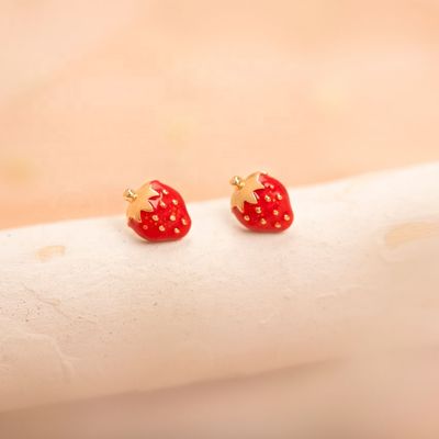 Σκουλαρίκια καρφωτά φράουλα από ασήμι 925 για παιδιά, καθαρότητας 92,5%