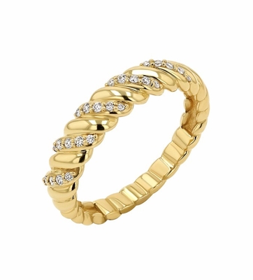 Χειροποίητο Twist Classic 925 Sterling Silver γυναικείο δαχτυλίδι κοσμήματα επιχρισμένα με 18K χρυσό