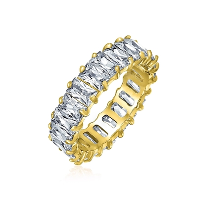 Διαυγές Σμαραγδένιο Κόψιμο CZ Infinity Wedding Band 925 Silver Infinity Wedding Rings