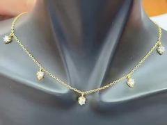 18K Χρυσή Αλυσίδα 925 Sterling Silver Fine Necklace για Γυναίκες Princess Cut Design