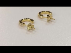 Χειροποίητο 18K Χρυσό επιχρισμένο Mini Cubic Zircon μικρά ανοιχτά σκουλαρίκια με Princess Cut